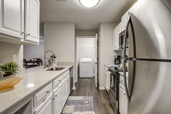 White appliances in kitchen